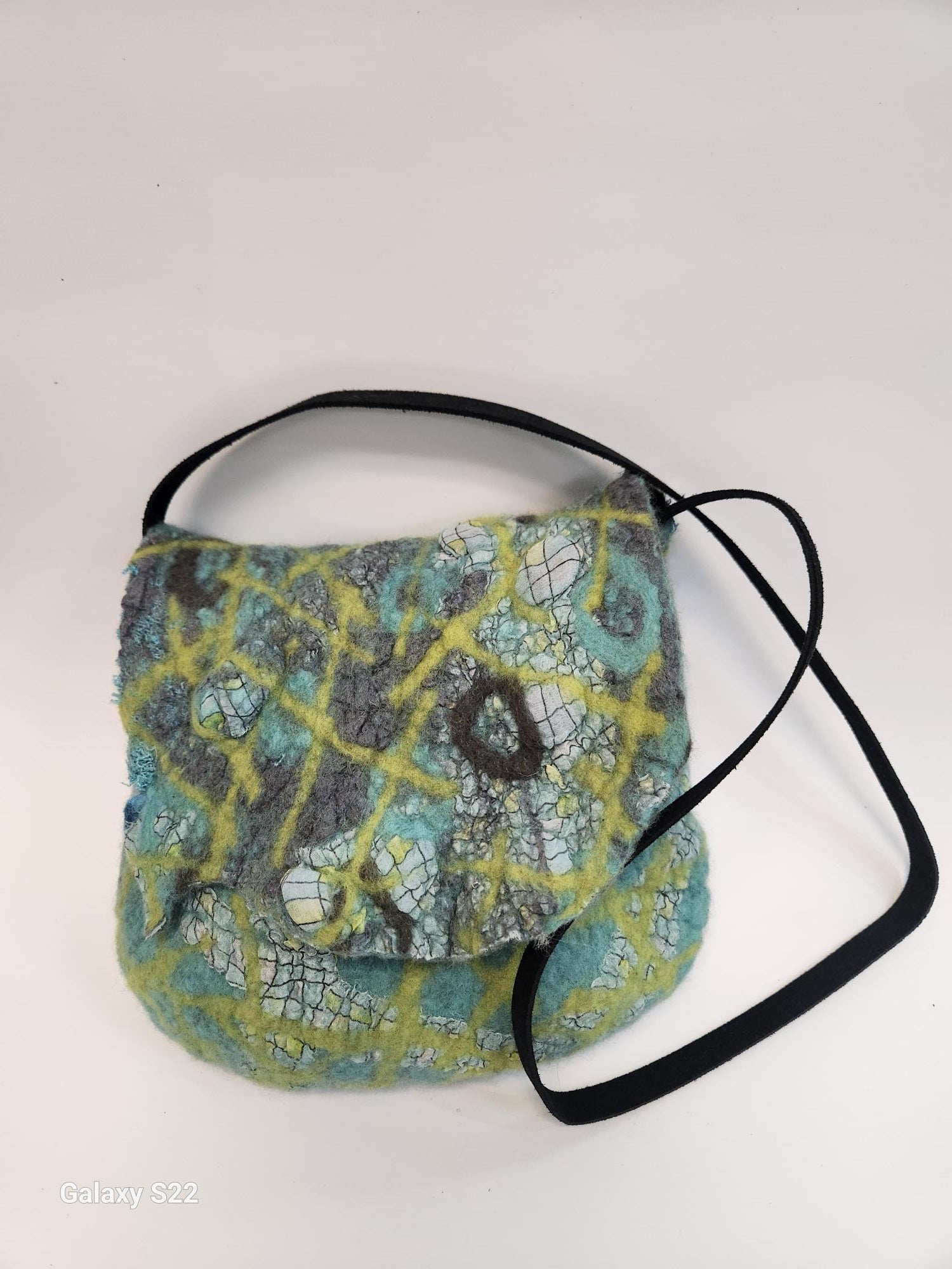 Small Purse with Black Suede Handle Blue Moose Art Gallery