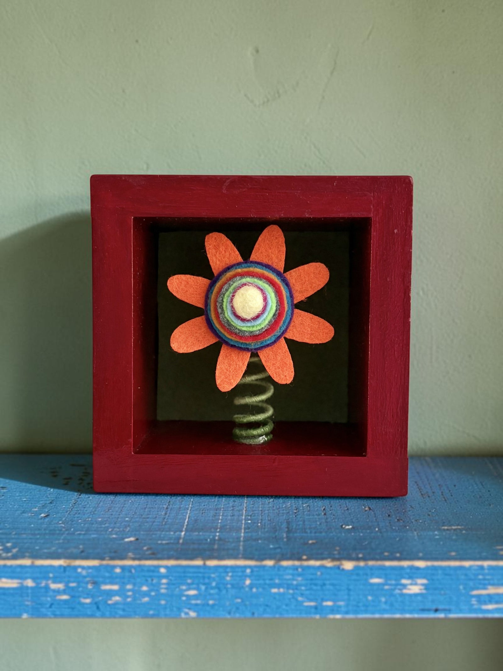 Small Red Frame with Orange Flower
