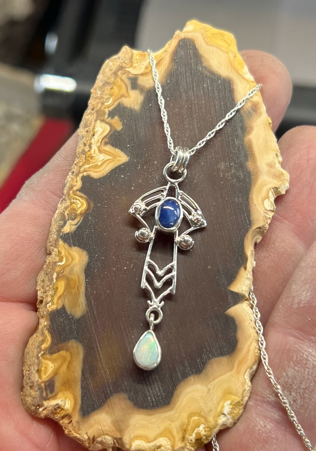 Star Sapphire and Opal Pendant