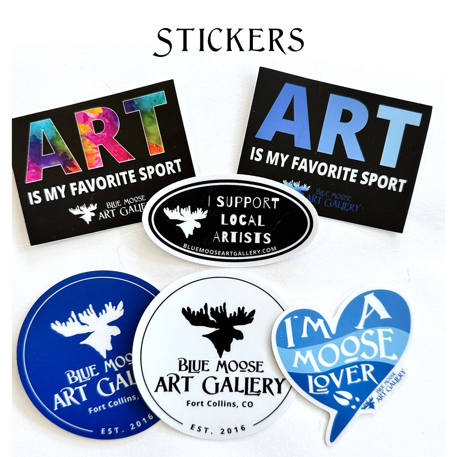 Sticker  Blue Moose Art Gallery