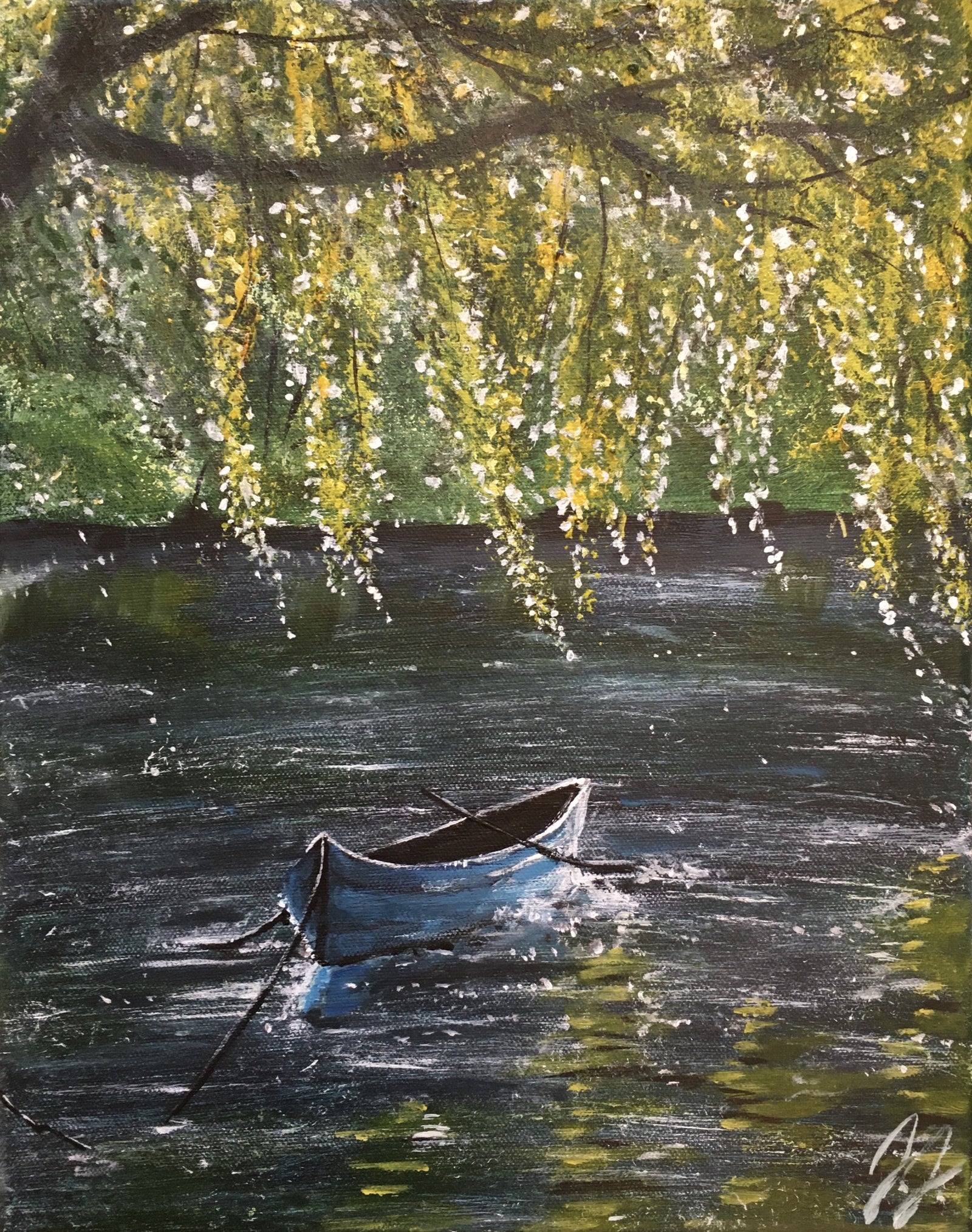 Summer Fun w/Blue Canoe Canvas Print