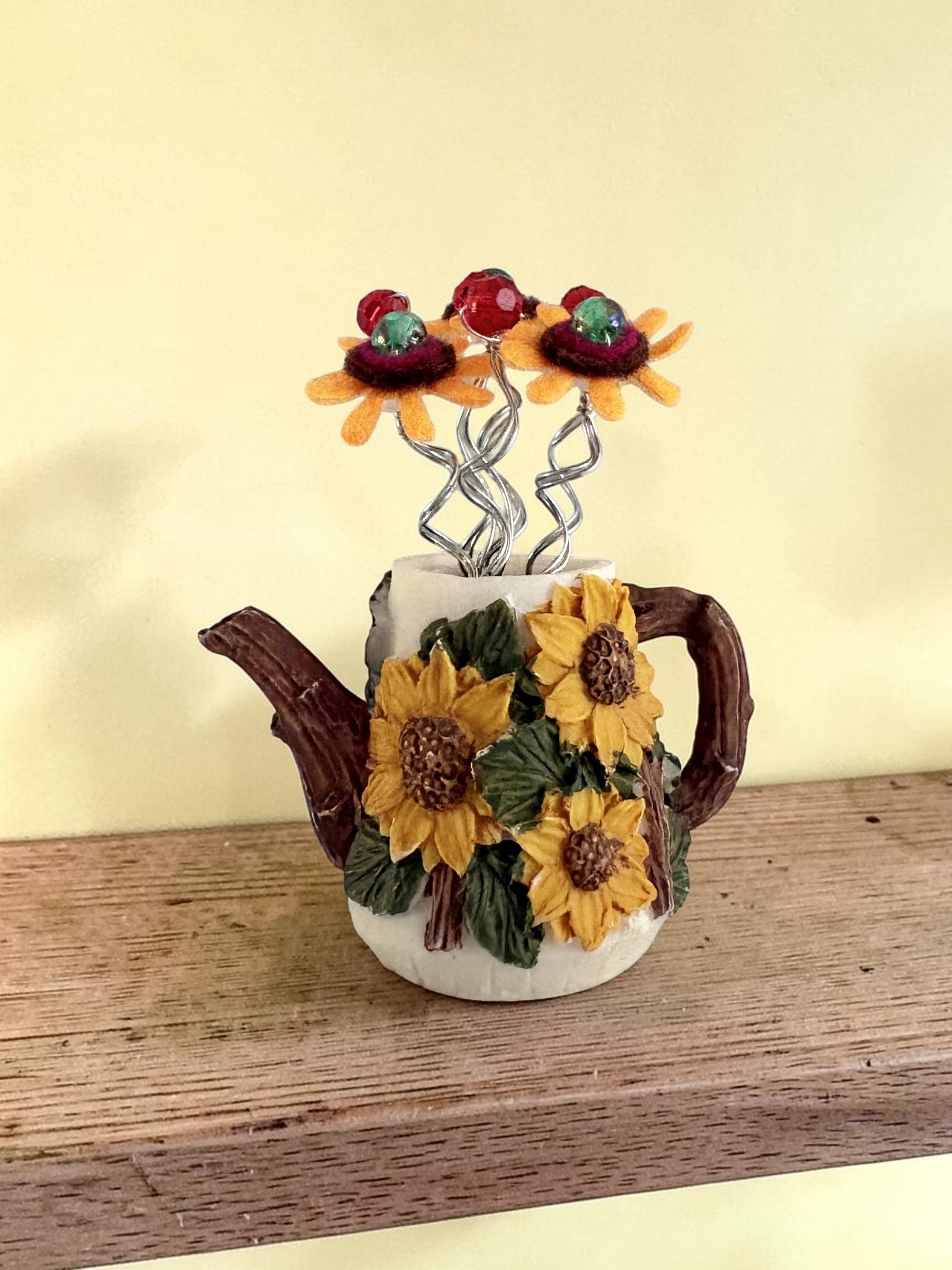 Sunflower Vase with 3 Yellow Flowers