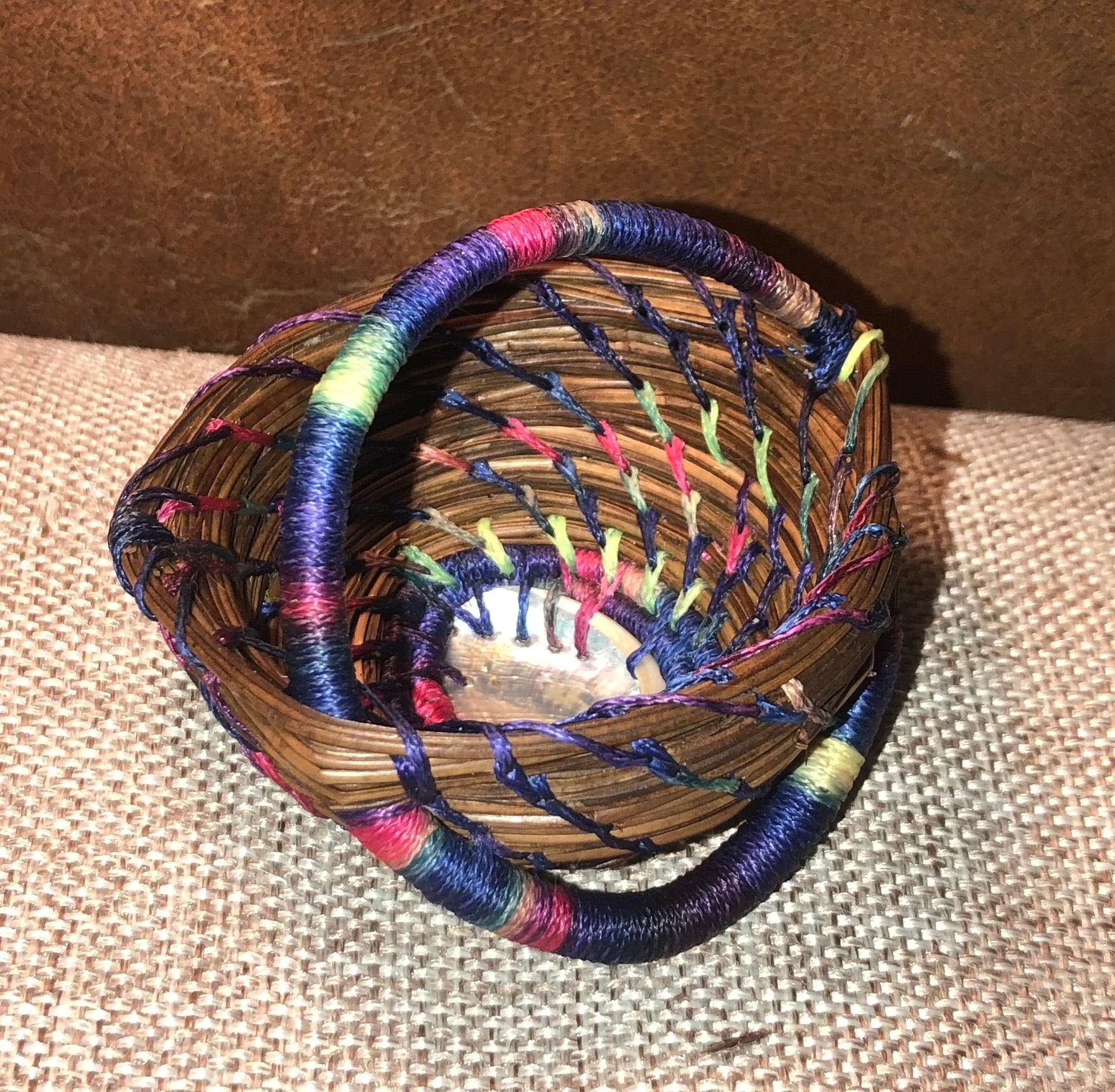 Tiny Abalone Basket with Handle