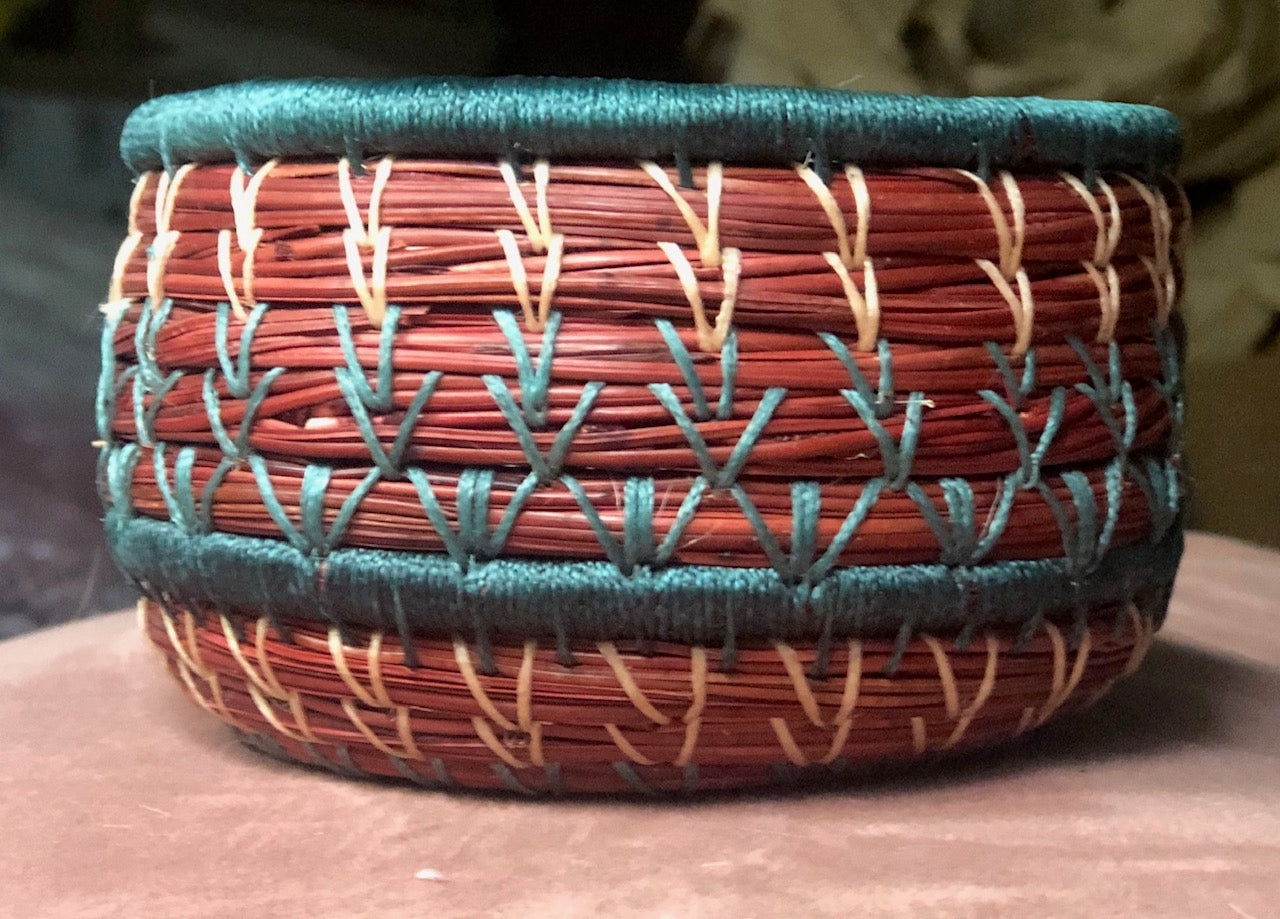 Tree Basket in Teal and Red