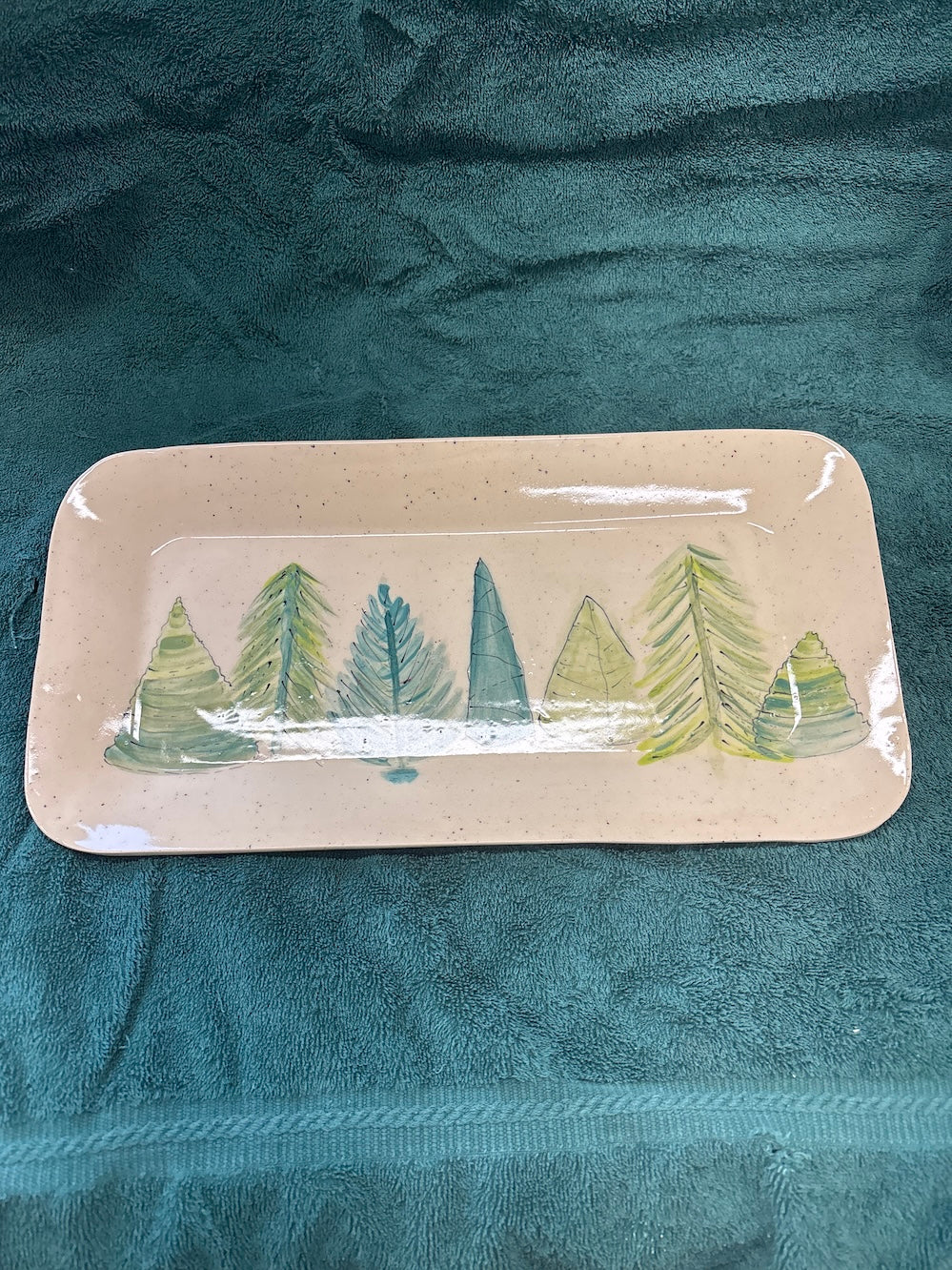 Trees stoneware tray
