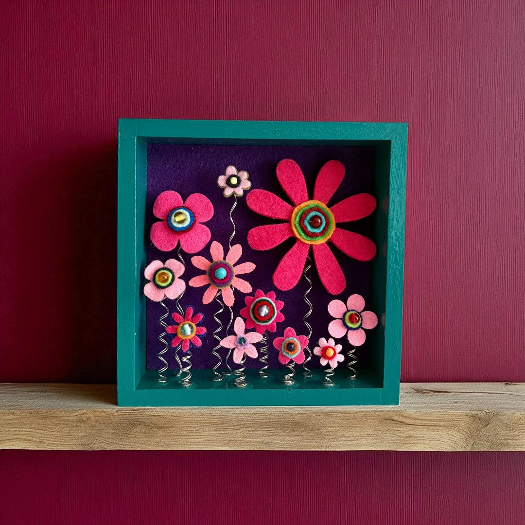 Turquoise Frame with Pink Flowers