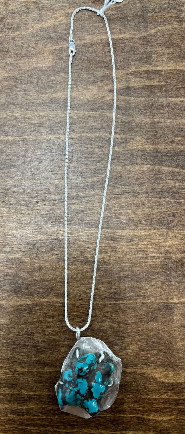 Turquoise Pendant on Rope Chain