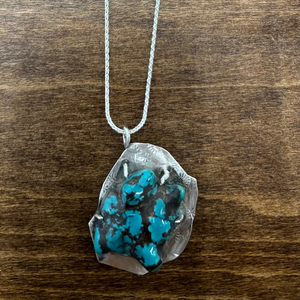 Turquoise Pendant on Rope Chain