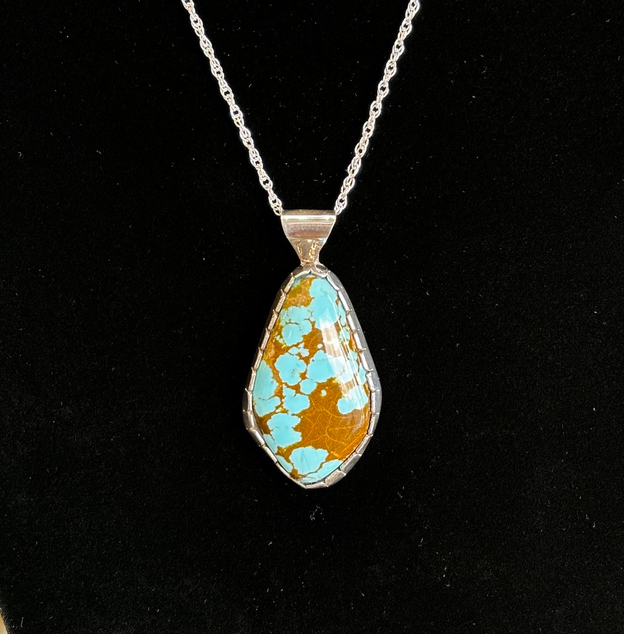 Turquoise and Sterling Silver Necklace rope chain