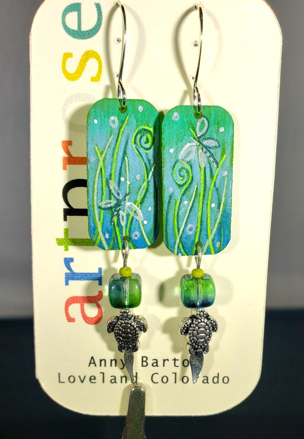 A046 Reeds & Turtles earrings