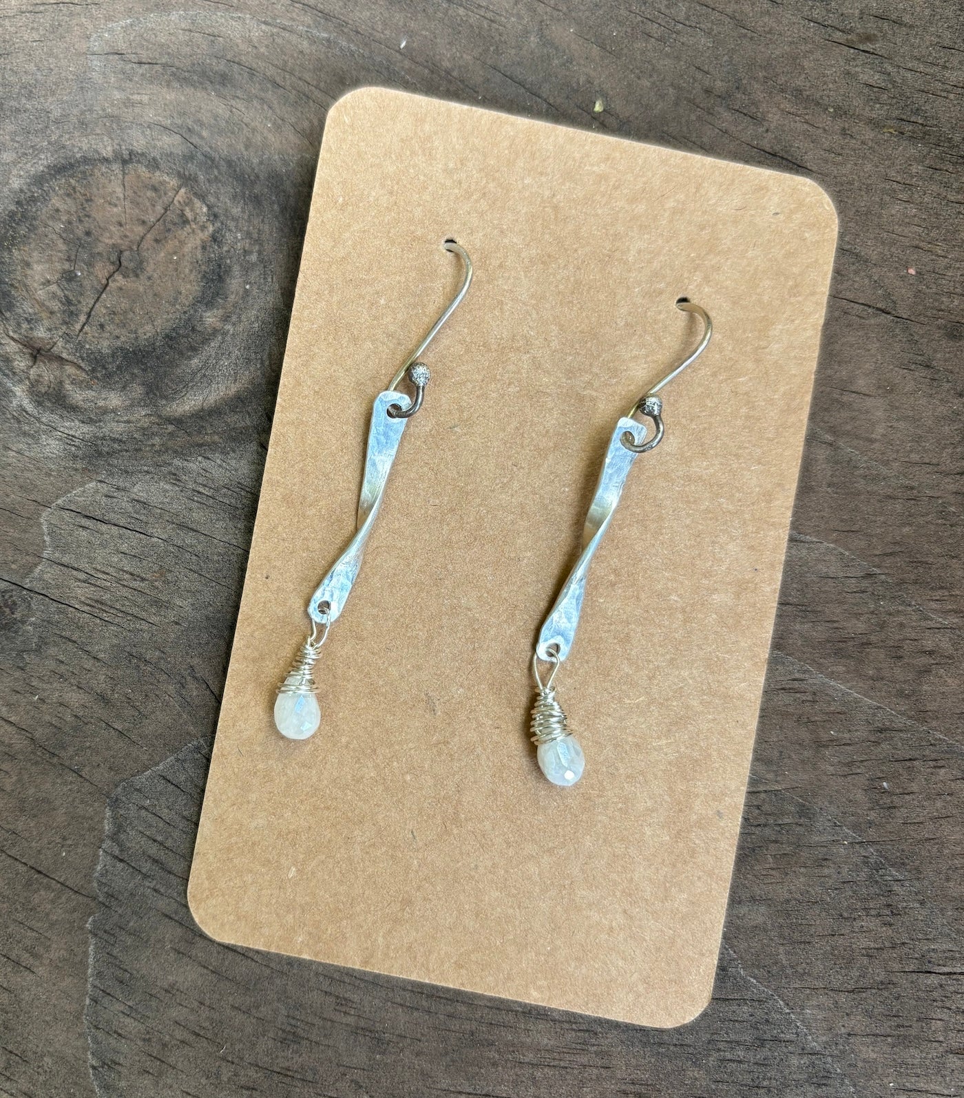Twist Paddle White Sapphire Earrings - E39
