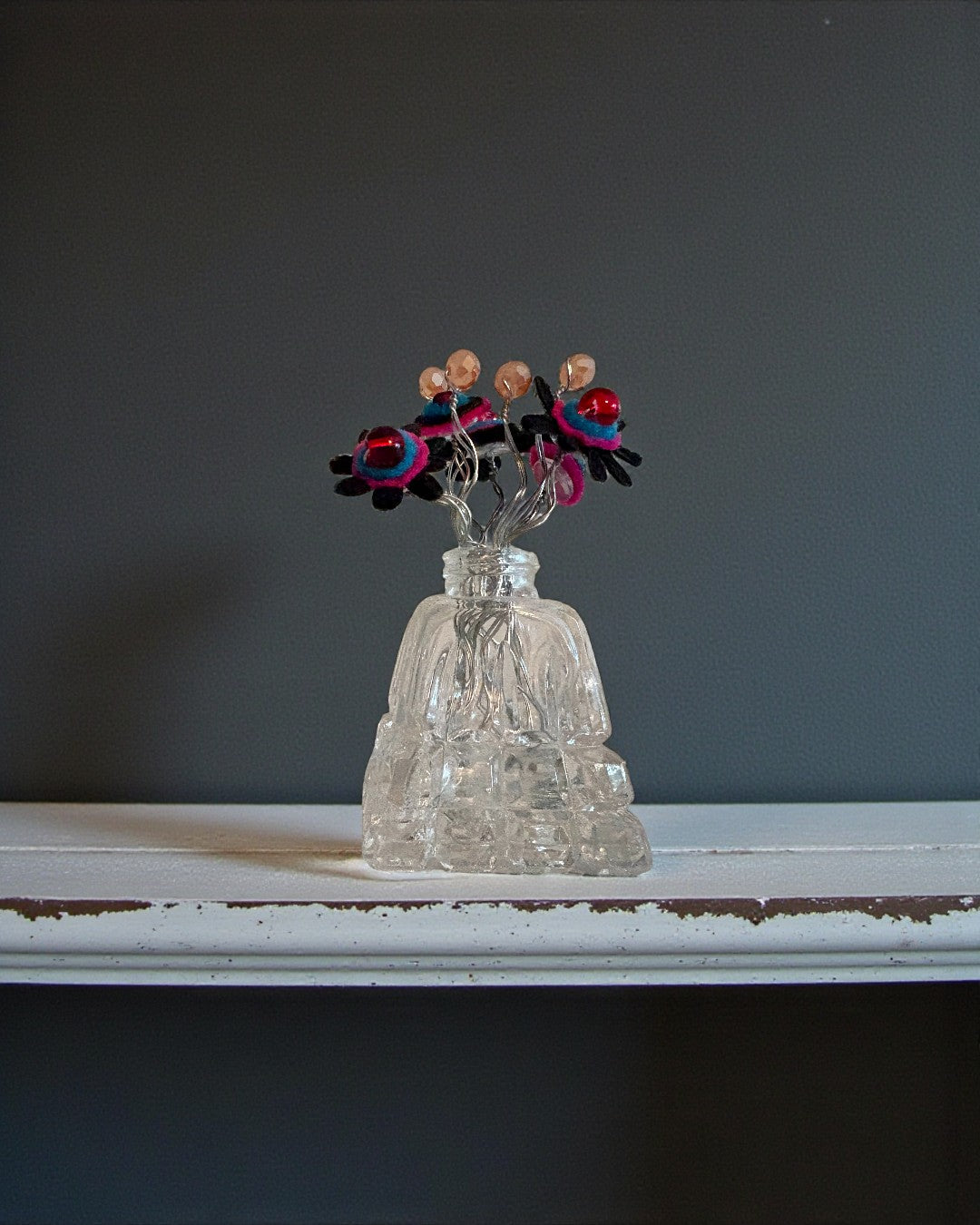 Vase with 5 Black Flowers