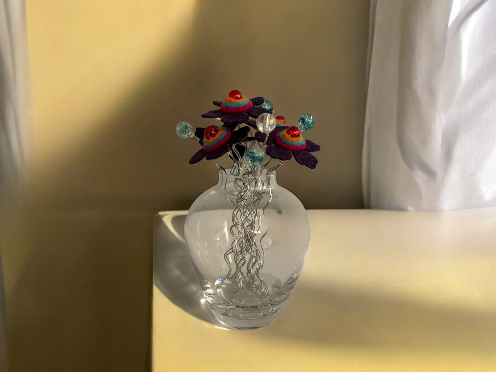 Vase with 5 Purple Flowers