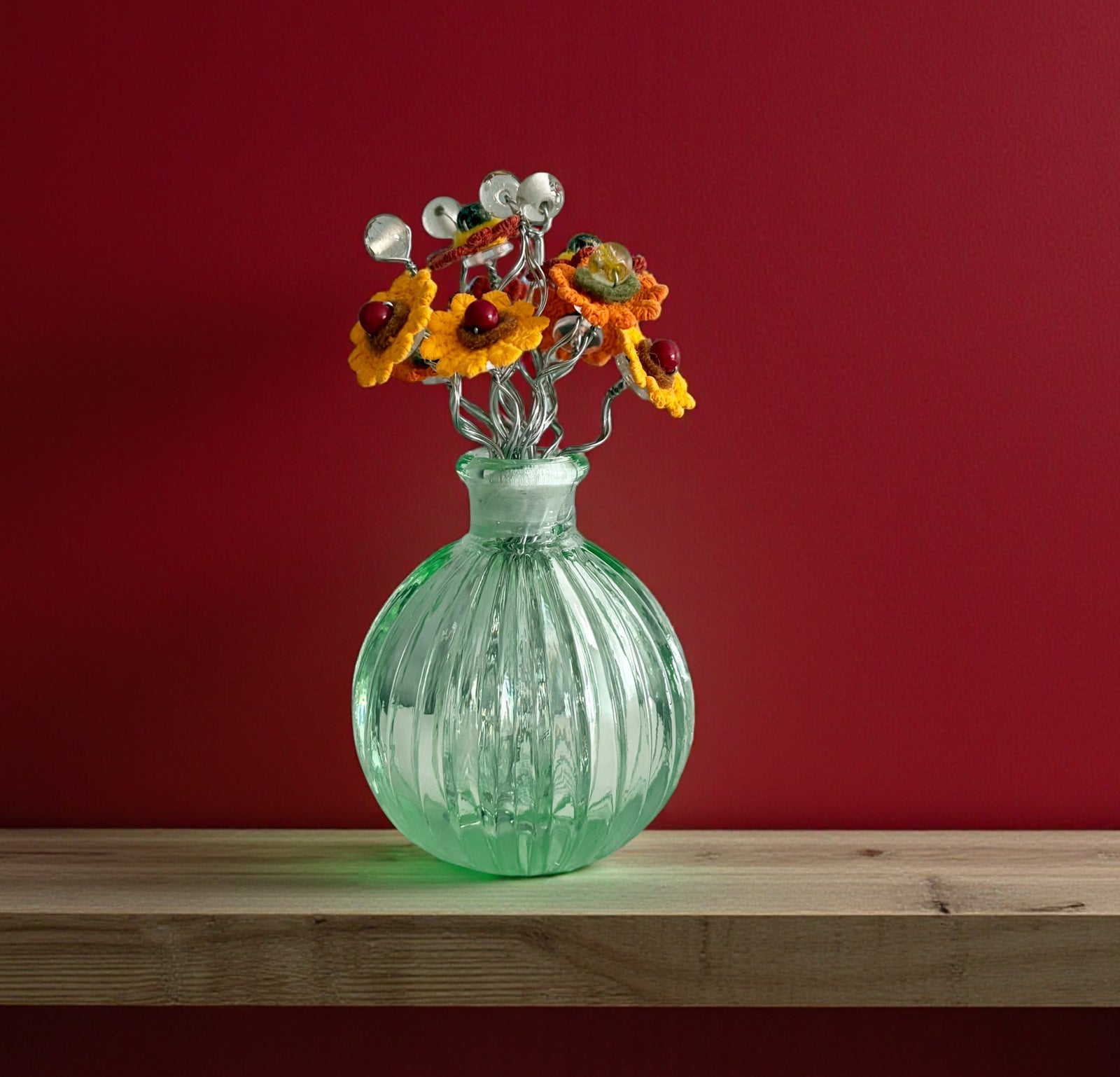 Vase with Orange and Yellow Flowers