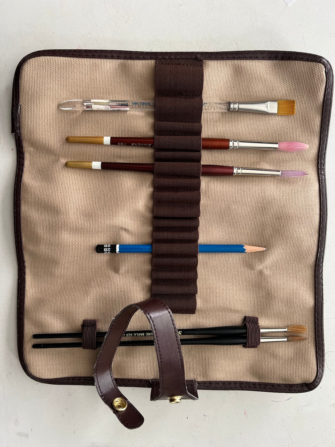 Watercolor supplies - Canvas Brush Holder