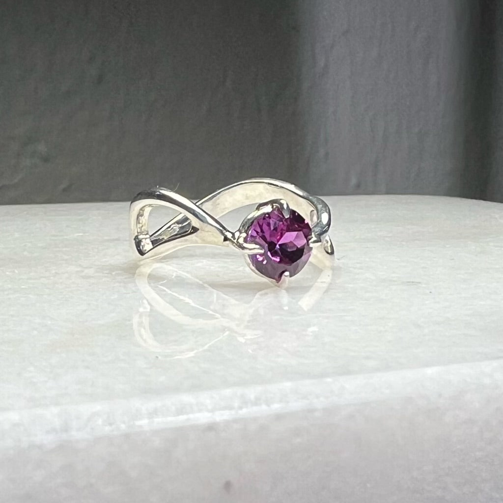 Wavy Purple CZ Ring