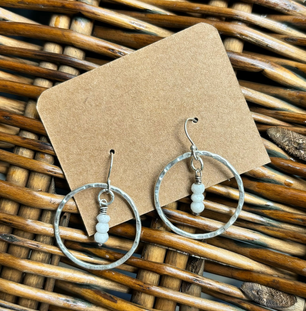 White Sapphire & Sterling Hoops E34