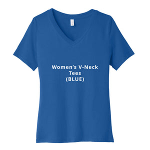 Women's V-Neck Short Sleeve Tees_BLUE