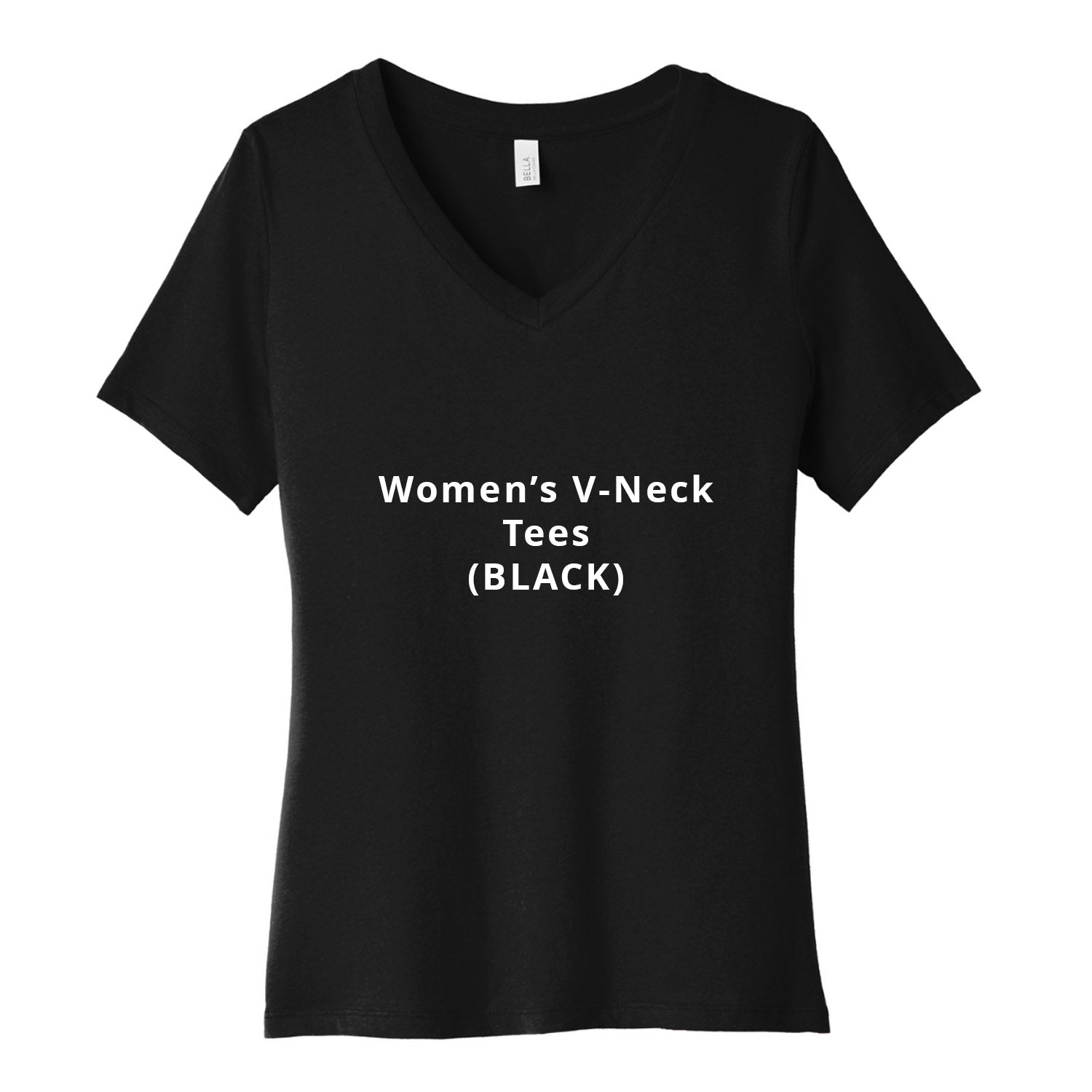 Women's V-Neck Short Sleeve Tees_BLACK