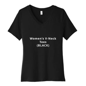 Women's V-Neck Short Sleeve Tees_BLACK
