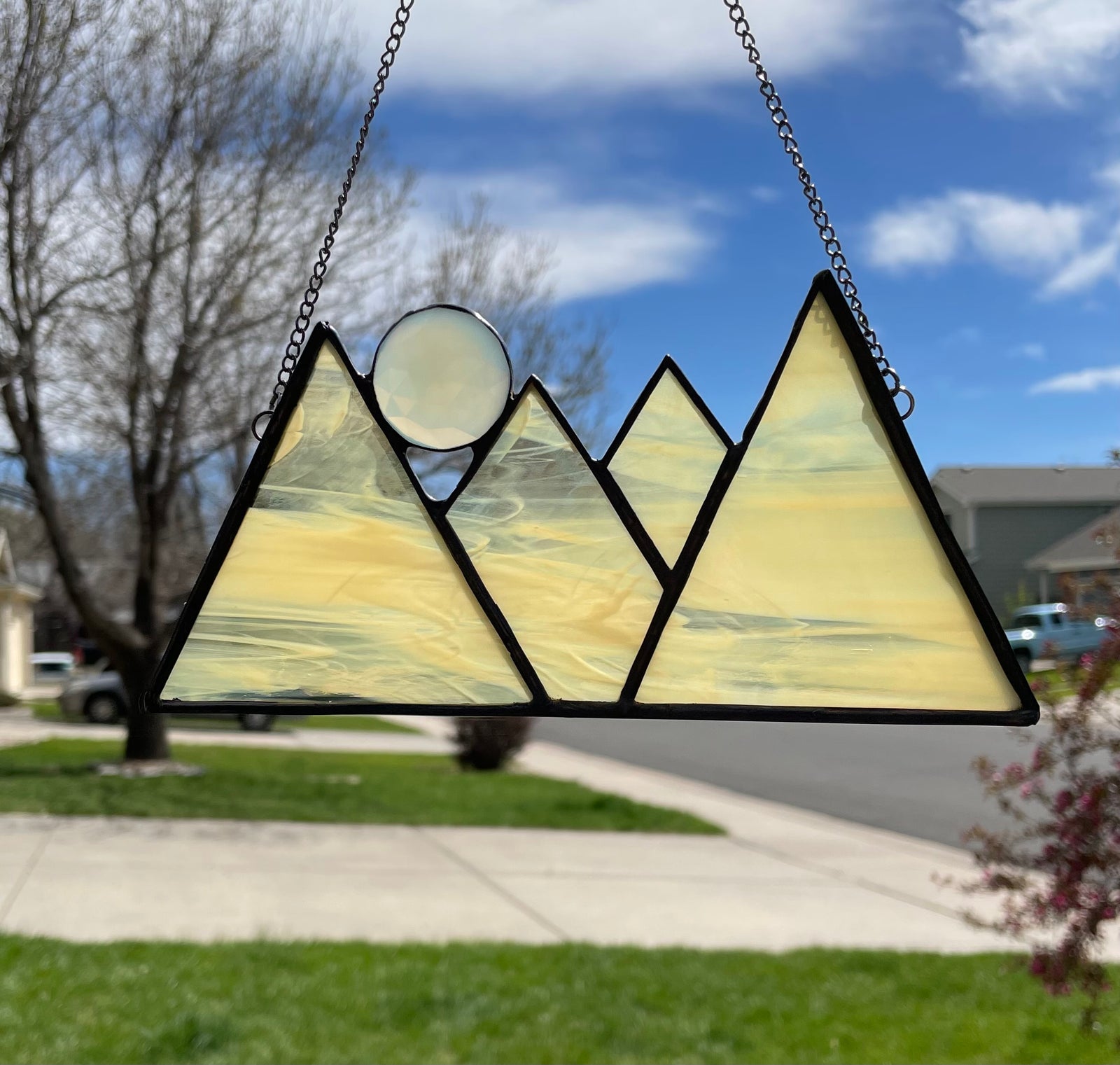 Yellow Wispy Mountains with Moon