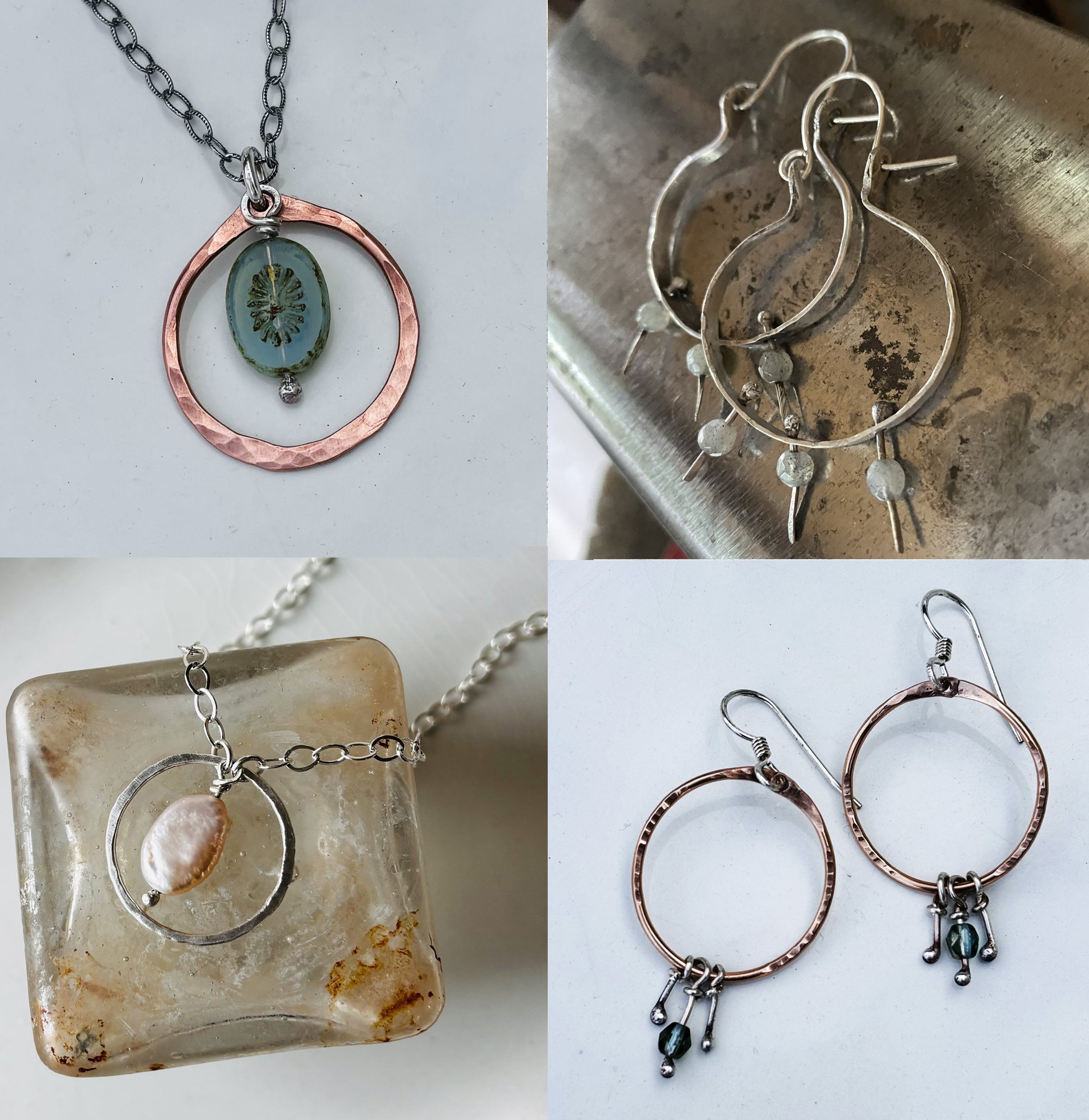 Artisan Hammered Hoops or Pendant Metalsmithing Class Tues. 2.4.25 @ 1P