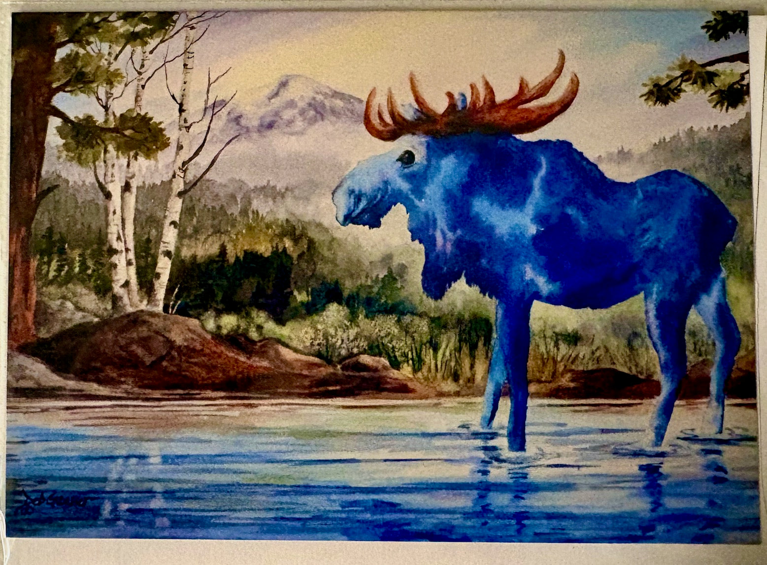 Blue Moose Notecards pkg of 4 by Deb Groesser