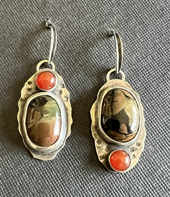 Whiskey Creek & Carnelian earrings #3727