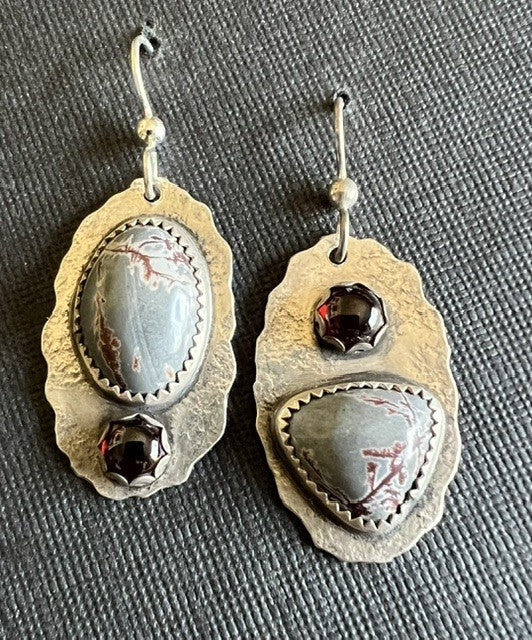 Rhyolite & Garnet earrings #3734