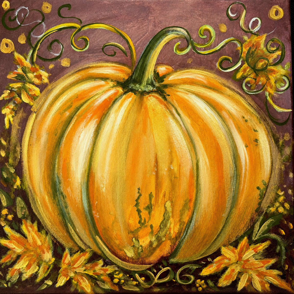 Enchanted Golden Pumpkin Acrylic Art Class Sun. 10.18.26 @ 11A