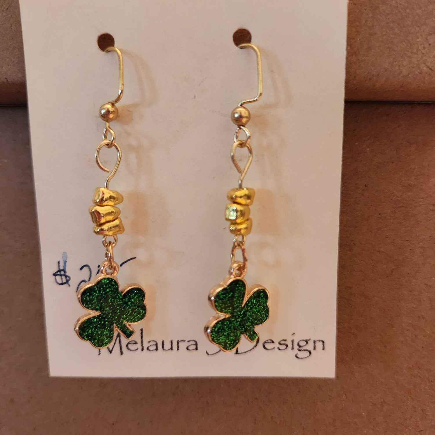 green/gold clover Earrings