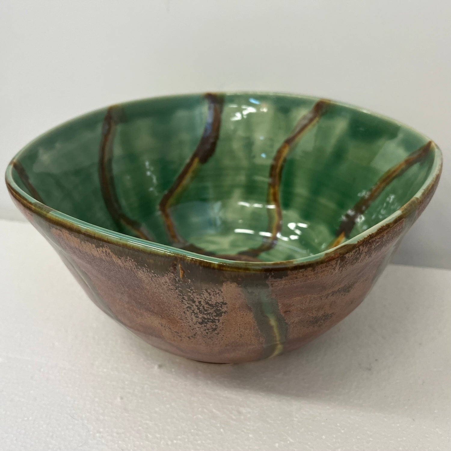 Bowl--207-Veins of copper and green