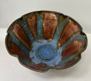 Bowl--216-Veins of copper and blue