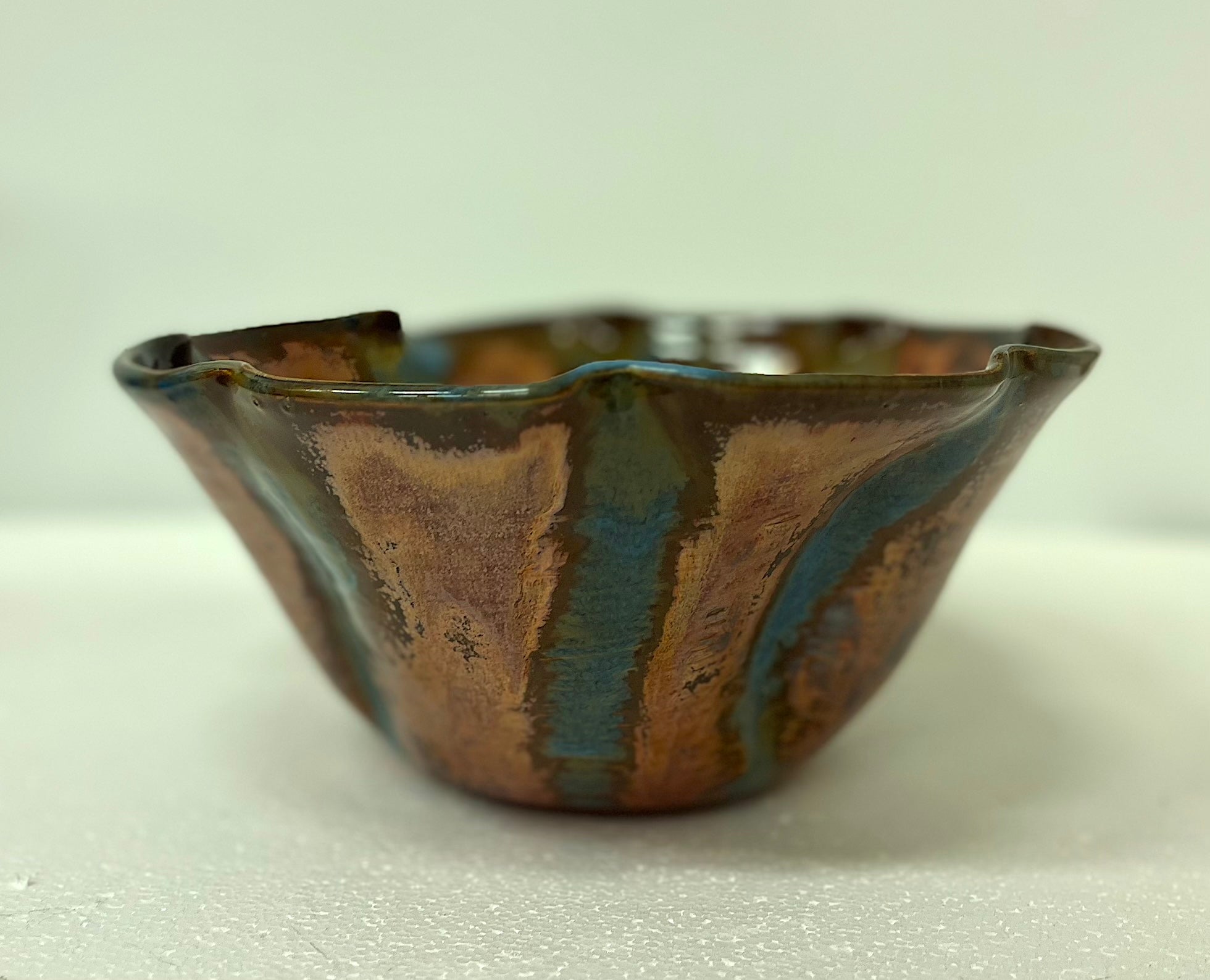 Bowl--216-Veins of copper and blue