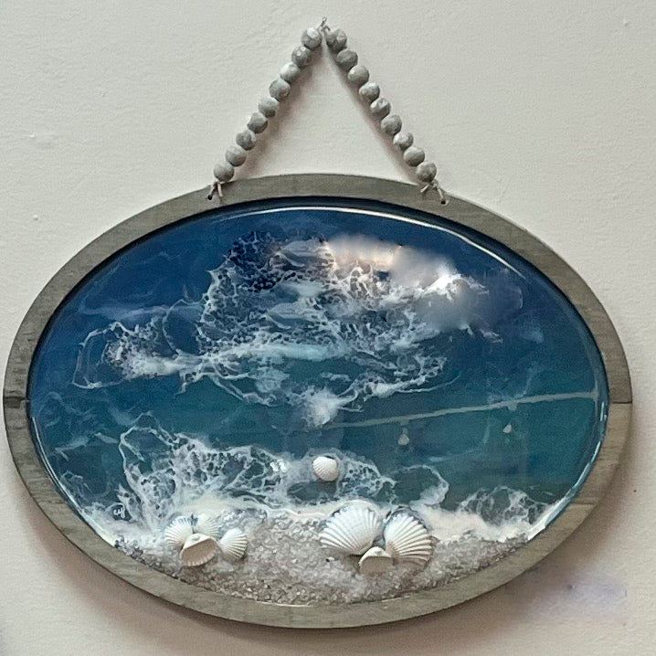 Incoming, Resin #24 11 x 16 Oval Seascape