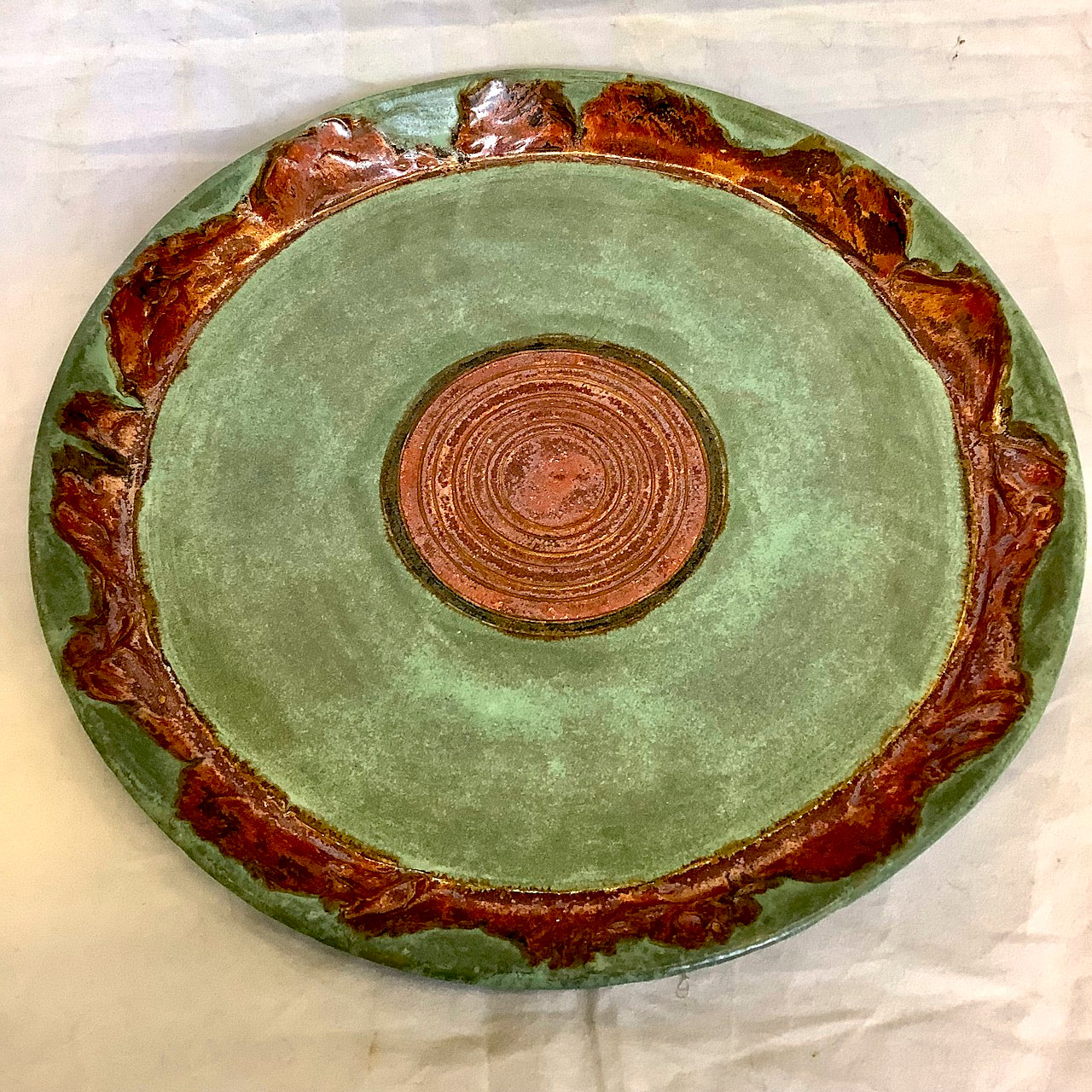 Lunch plate green copper glaze