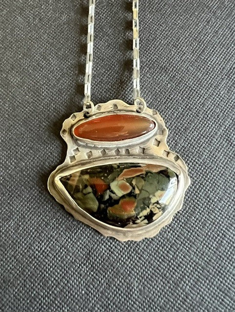 Whiskey Creek Jasper & Carnelian necklace-#4404