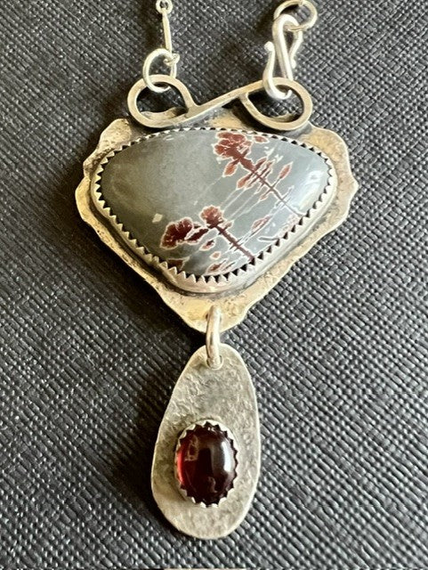 Rhyolite & Garnet necklace #4407