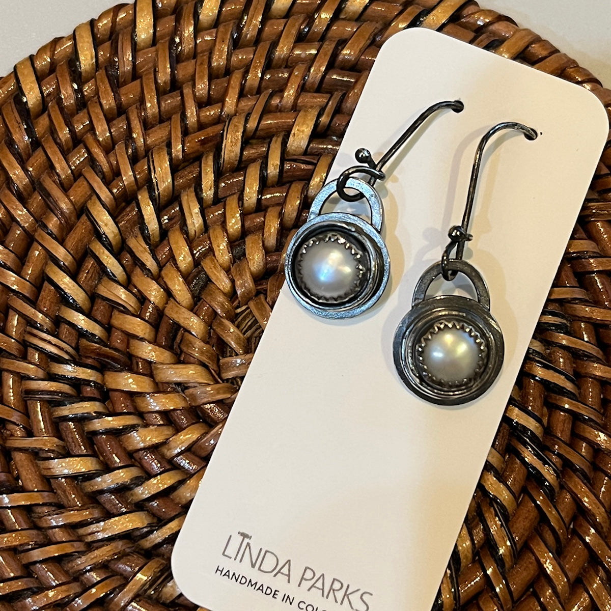 pearl basket earrings