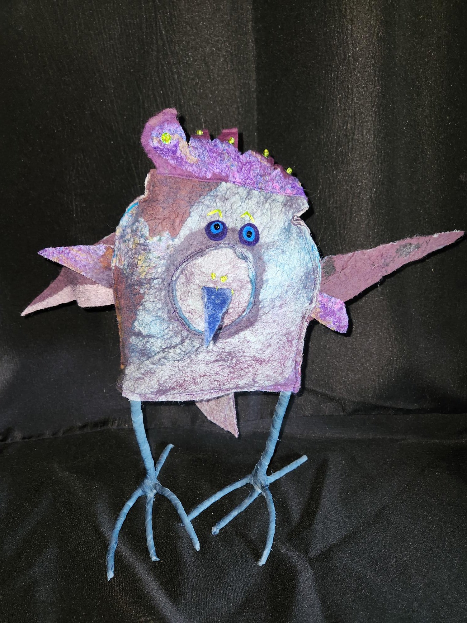 Purple Bird with beaded comb