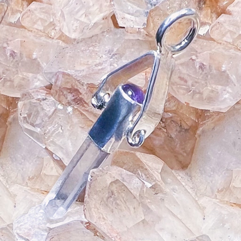 Quartz Crystal and Amethyst Pendant