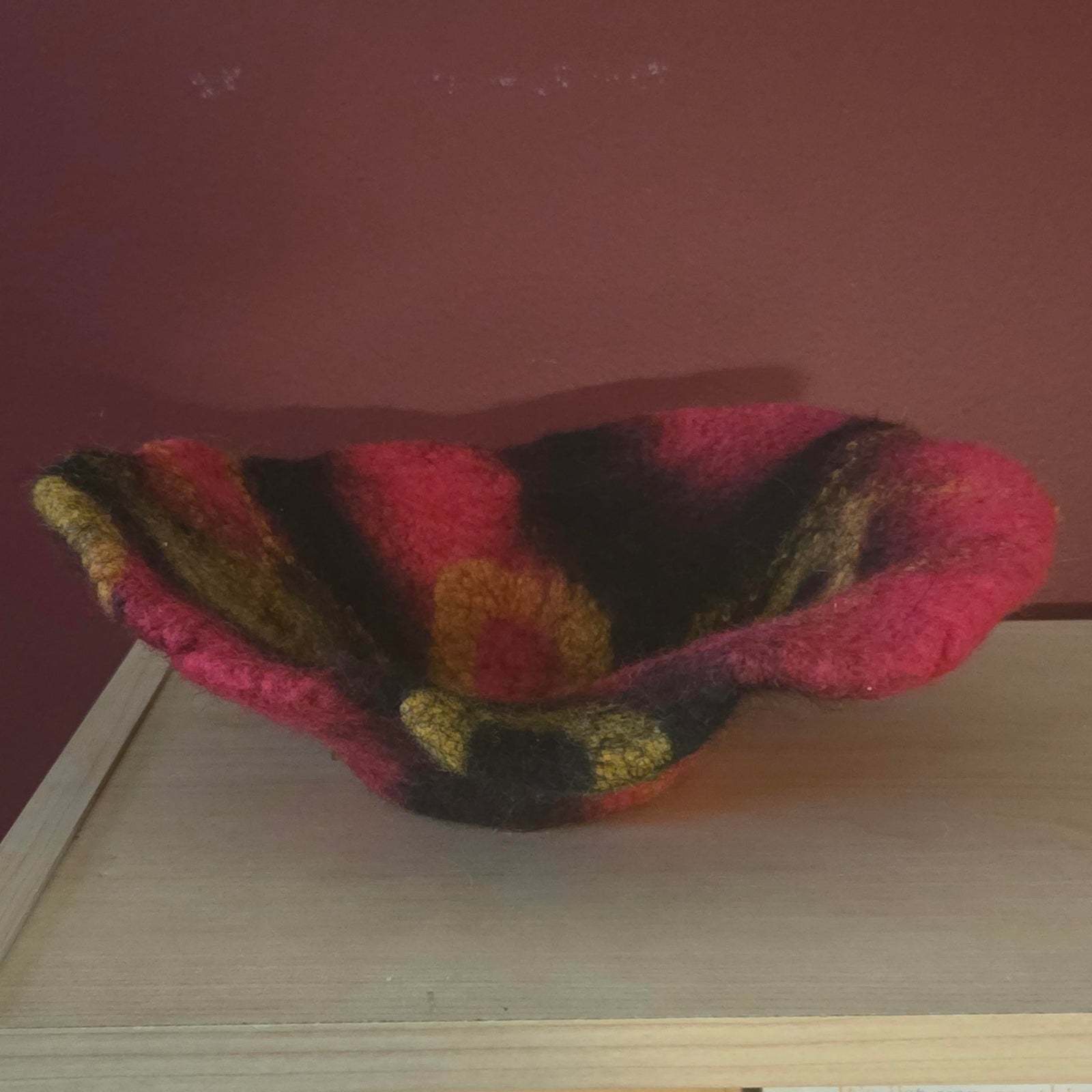 Red & Black & Gold Felted Bowl