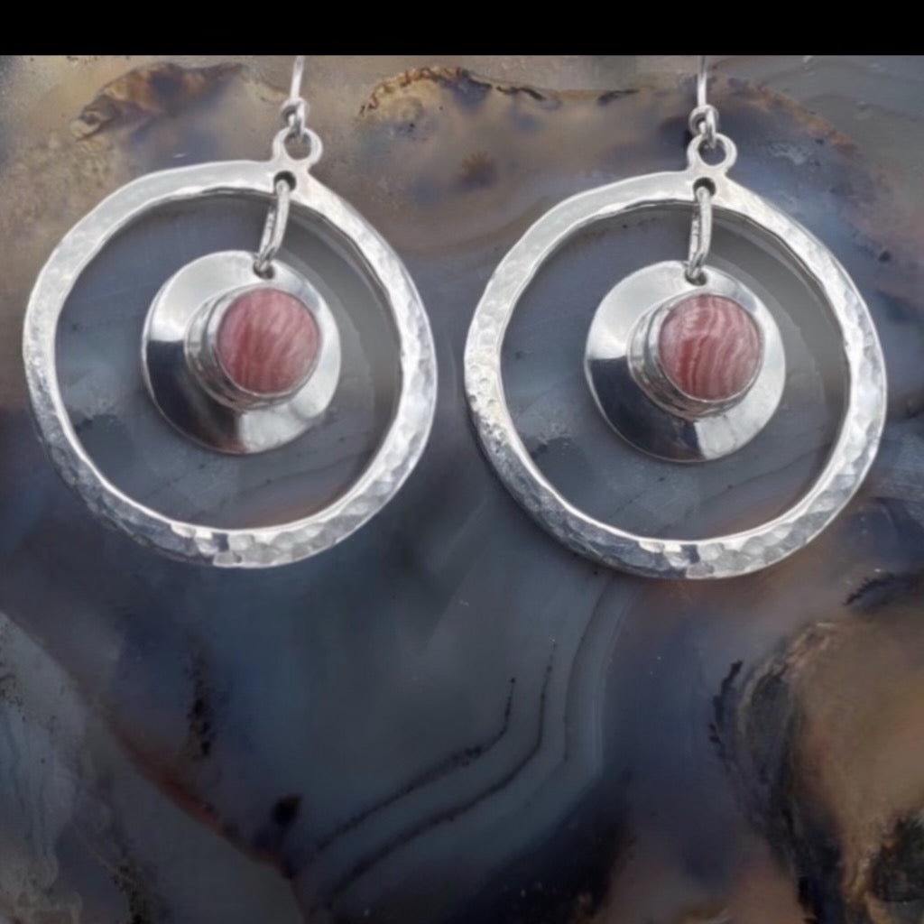 Rhodochrosite Hoop Earrings
