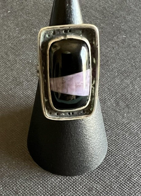 Purple & Wyoming black Jade ring #6106