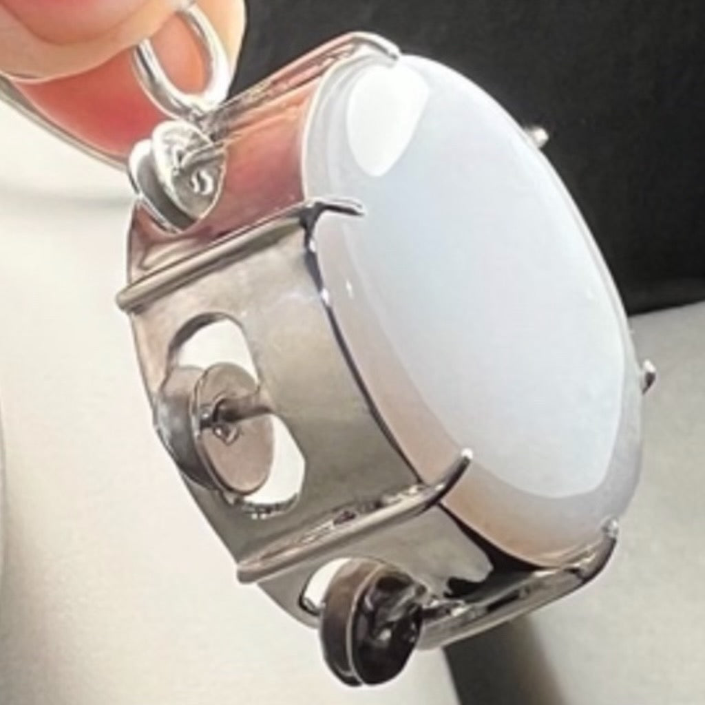 Silver/Agate Tambourine Pendant-remoived