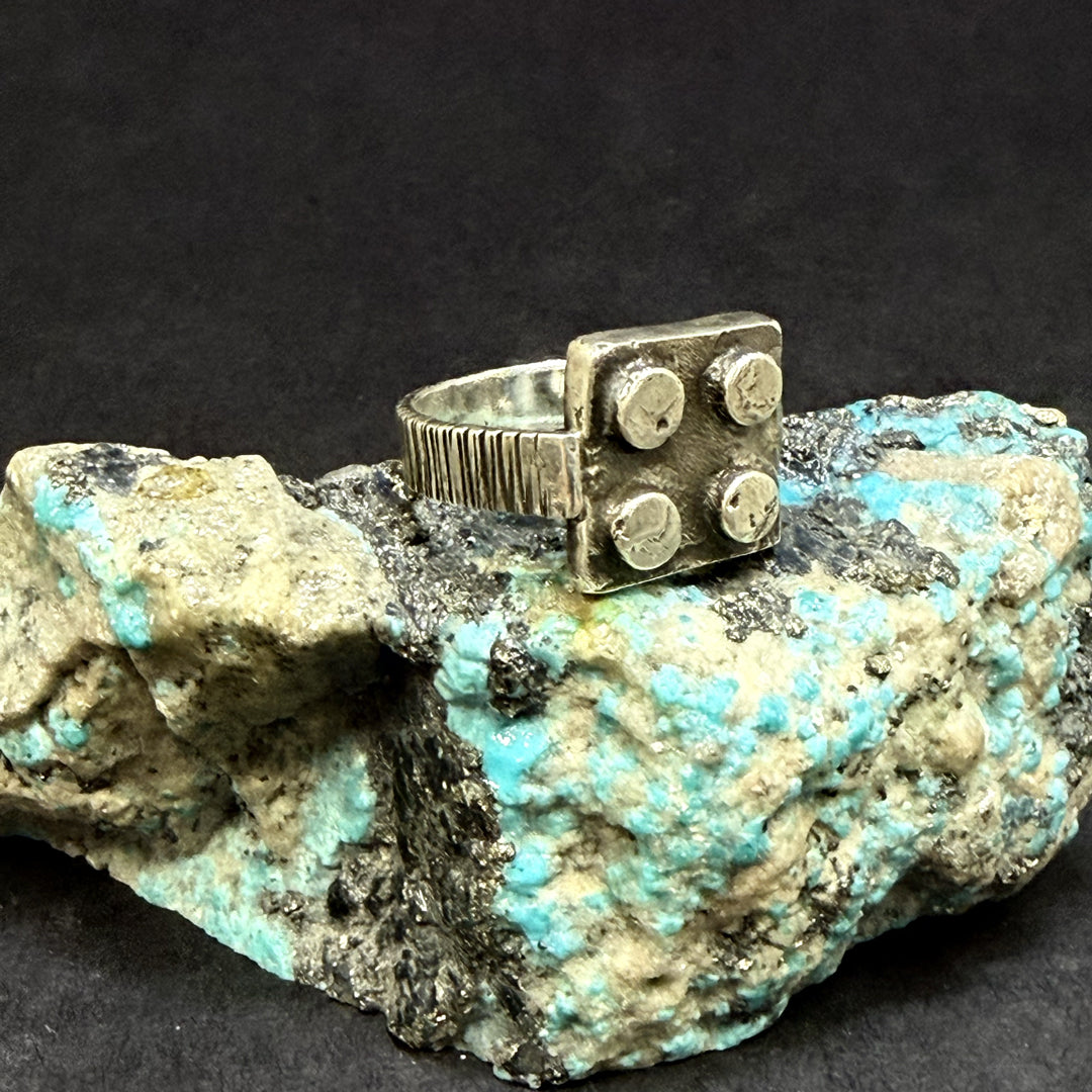 small silver block ring