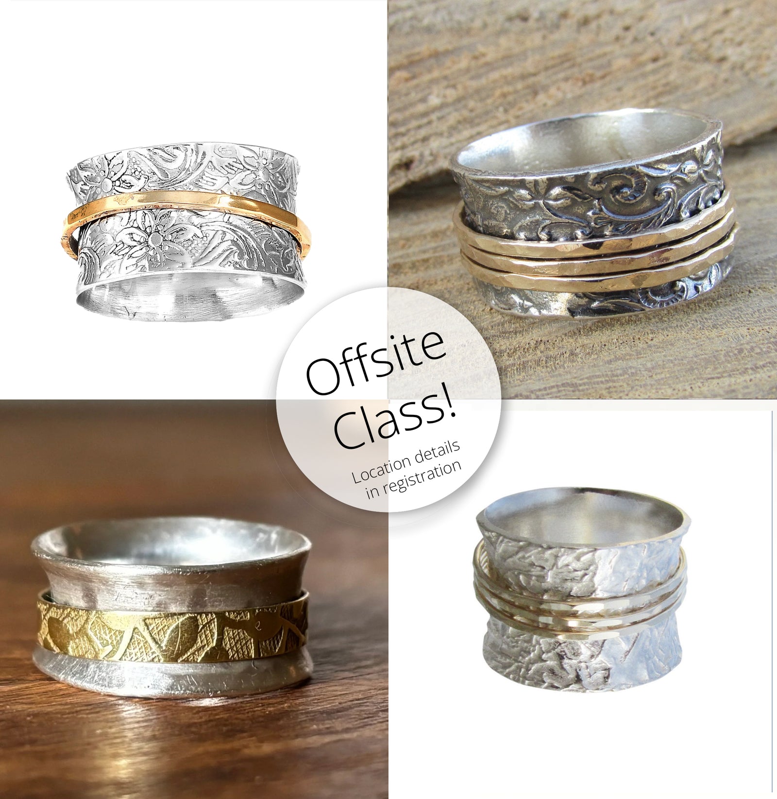 Offsite Spinner Rings - Metalsmithing 102 Art Class Sat. 4.4.26 @ 2P
