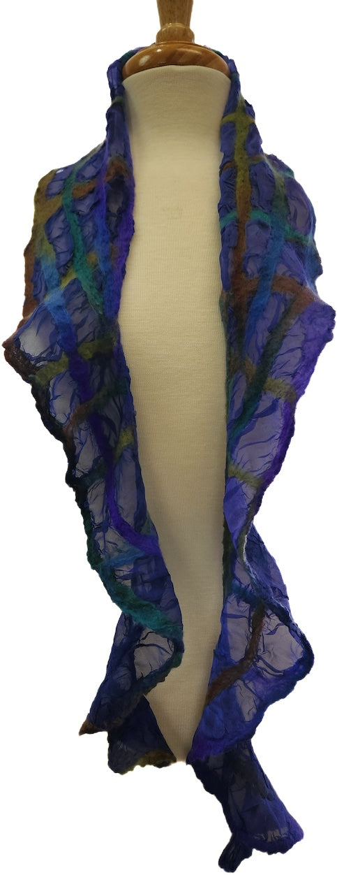 Spiral Scarf, Purple with Green