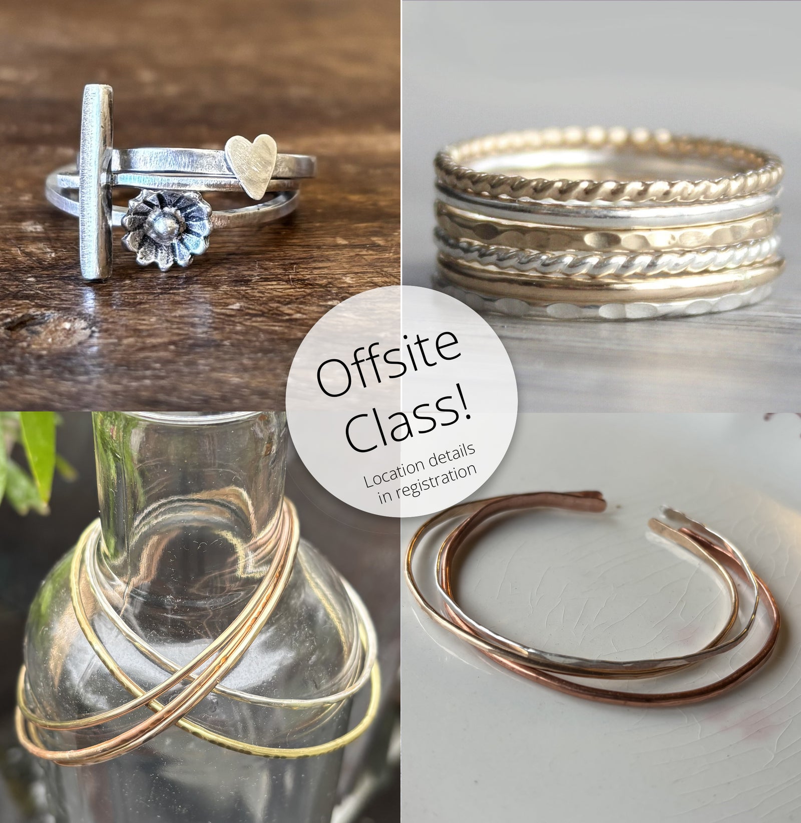 Offsite Stack it Up! Stacking Rings & Bangles Jewelry Making Class Sat. 5.30.26 @ 10a