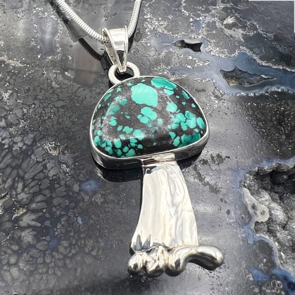 Sterling/Turquoise Mushroom Pendant-removed